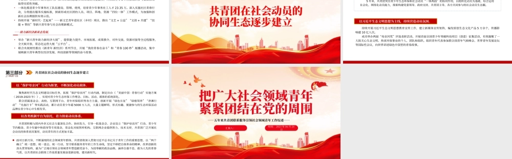 2023把广大社会领域青年紧紧团结在党的周围PPT简约风五年来共青团联系服务引领社会领域青年工作综述专题团课课件.pptx