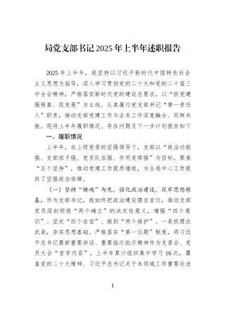 局党支部书记2025年上半年述职报告.docx