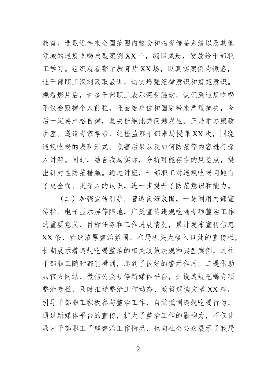市粮食和物资储备局违规吃喝专项整治工作进展汇报.docx_第2页
