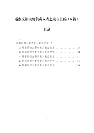 巡察反馈主要负责人表态发言汇编（6篇）.docx