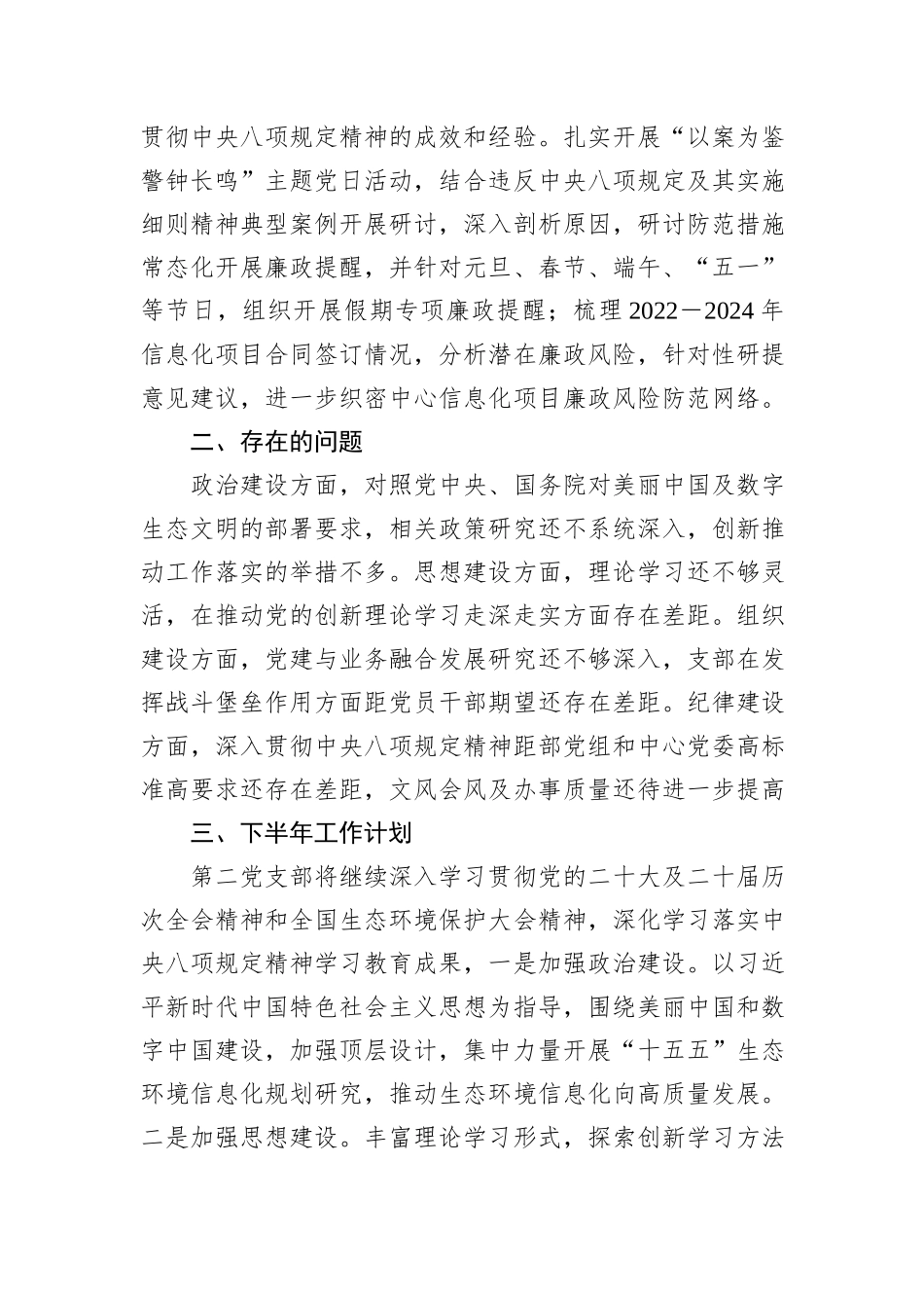 第二党支部2025年上半年全面从严治党工作总结.docx_第3页