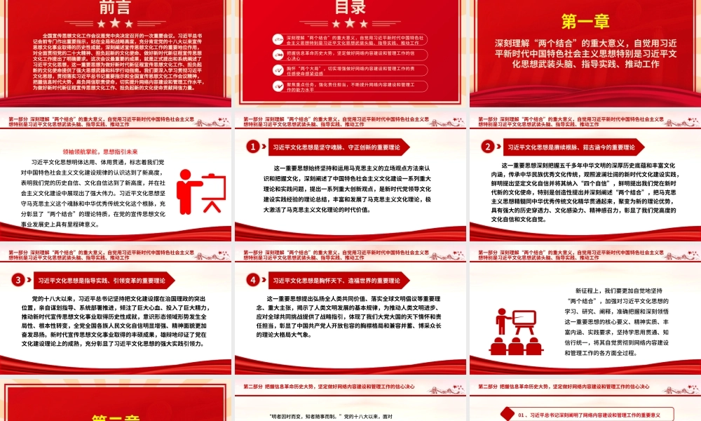 2023高举旗帜坚定文化自信 勇担使命贡献网信力量ppt红色创意做好新时代新征程宣传思想文化工作党组织党支部党群党员主题学习课件.pptx
