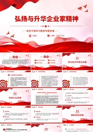 2023弘扬与升华企业家精神PPT大气精美风党员干部学习教育专题党课课件模板.pptx