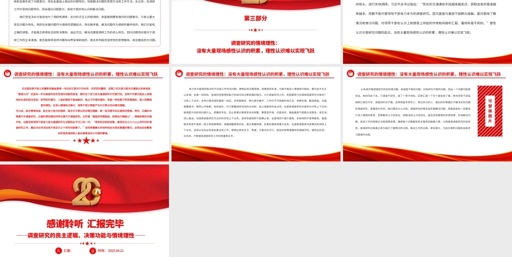 2023回归问题导向的真调研PPT简约大气风调查研究的民主逻辑、决策功能与情境理性专题党课课件.pptx