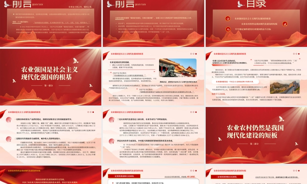 2023加快建设农业强国推进乡村振兴PPT大气精美风党员干部学习教育专题党课课件模板__   .pptx