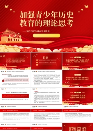 2023加强青少年历史教育的理论思考PPT大气精美风党员干部学习教育专题党课课件.pptx