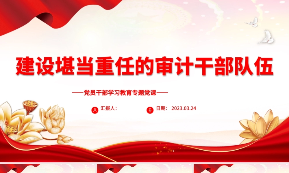 2023建设堪当重任的审计干部队伍PPT大气精美风党员干部学习教育专题党课课件模板.pptx