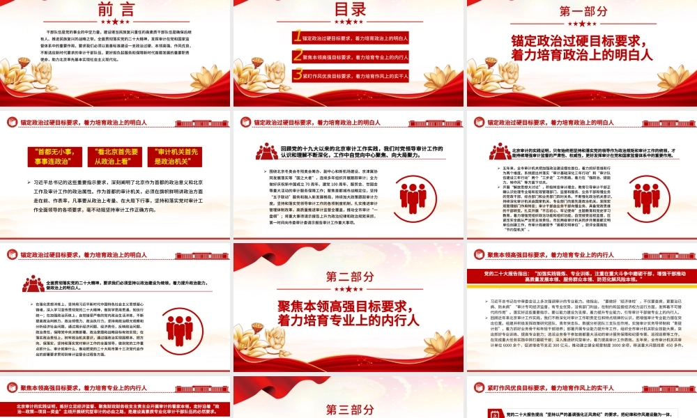 2023建设堪当重任的审计干部队伍PPT大气精美风党员干部学习教育专题党课课件模板.pptx