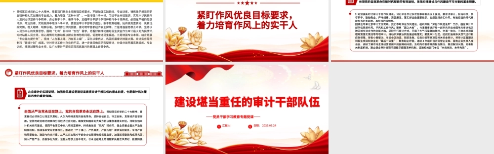 2023建设堪当重任的审计干部队伍PPT大气精美风党员干部学习教育专题党课课件模板.pptx