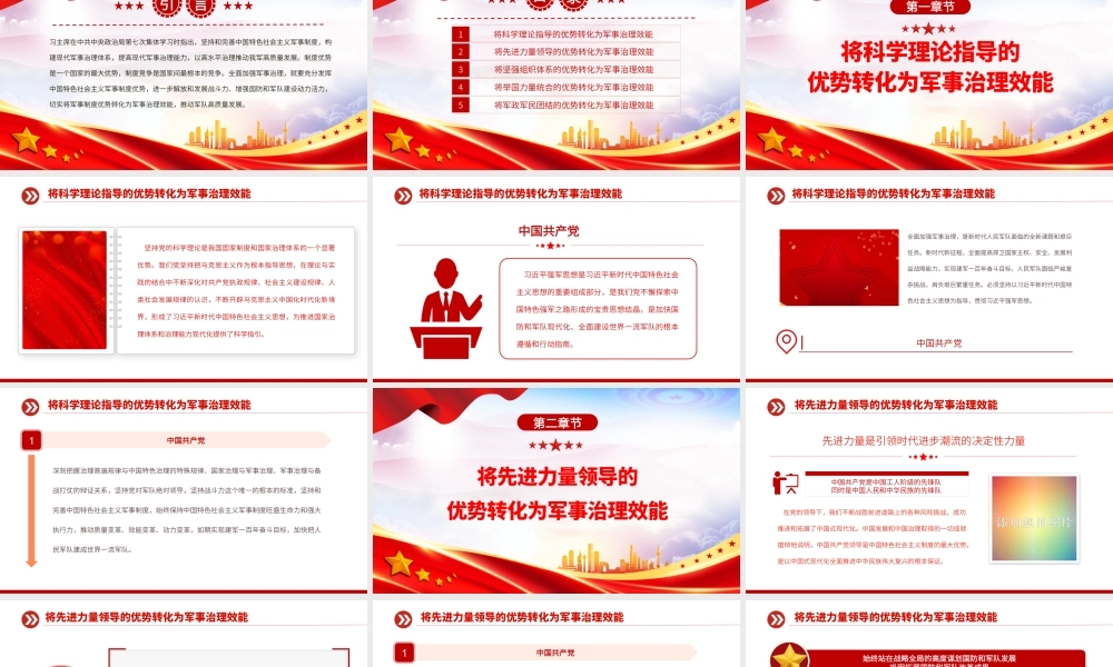2023将军事制度优势转化为军事治理效能PPT大气精美风党员干部学习教育专题党课课件.pptx