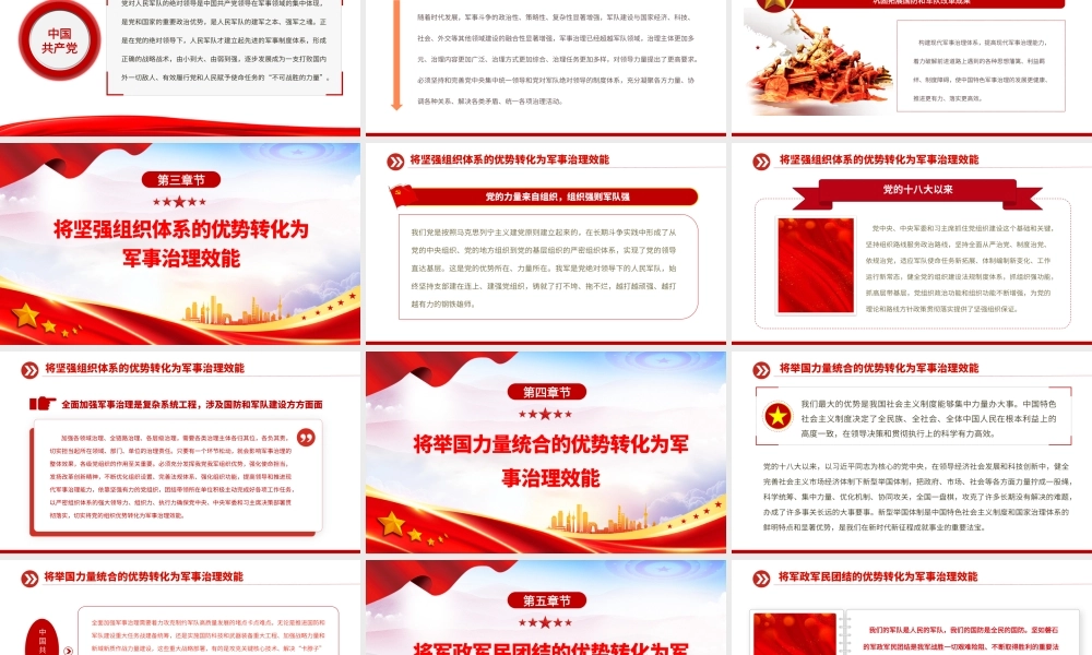2023将军事制度优势转化为军事治理效能PPT大气精美风党员干部学习教育专题党课课件.pptx