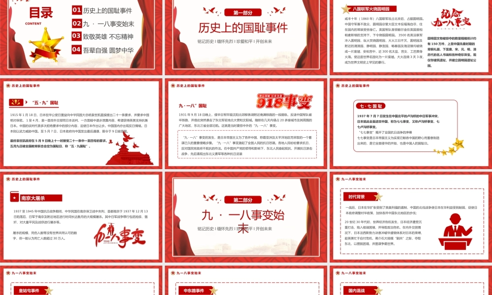 2023铭记历史勿忘国耻九一八事变PPT红色党政风吾辈自强圆梦中华勿忘九一八课件模板.pptx