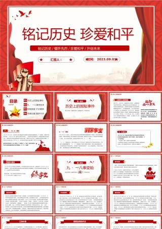 2023铭记历史勿忘国耻九一八事变PPT红色党政风吾辈自强圆梦中华勿忘九一八课件模板.pptx