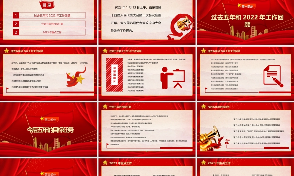 2023年两会精神山东省政府工作报告PPT大气精美风党员干部学习教育专题党课课件.pptx