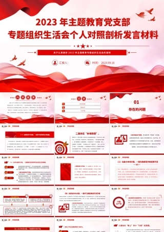 2023年主题教育党支部专题组织生活会个人对照剖析发言材料PPT.pptx