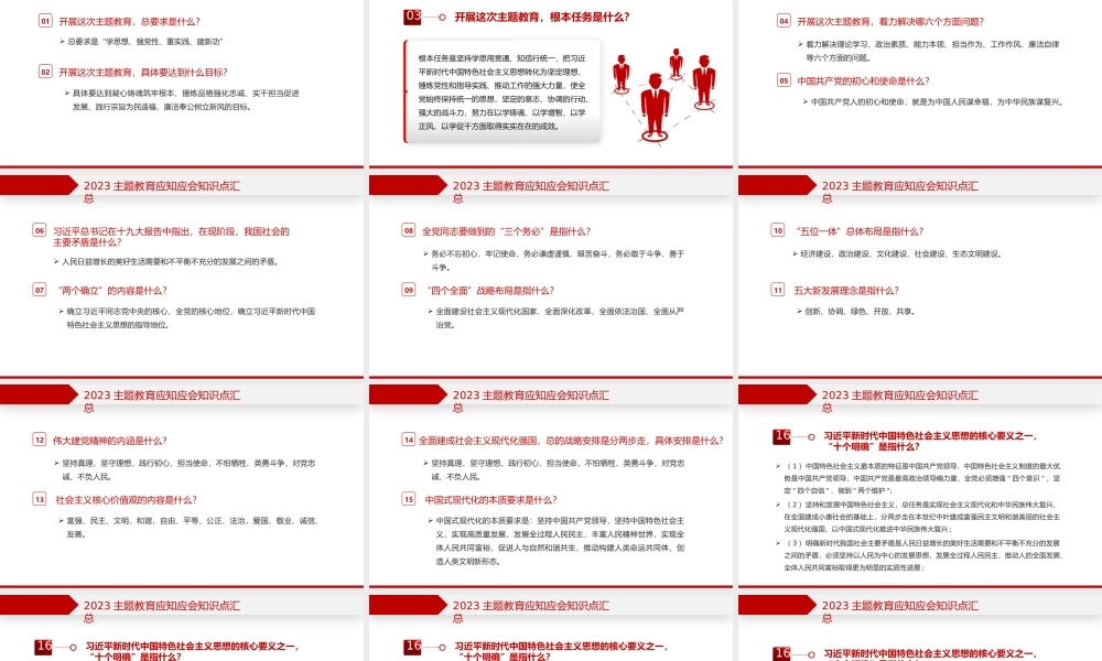2023年主题教育应知应会知识点汇总PPT精美大气扎实开展主题教育党员学习课件.pptx