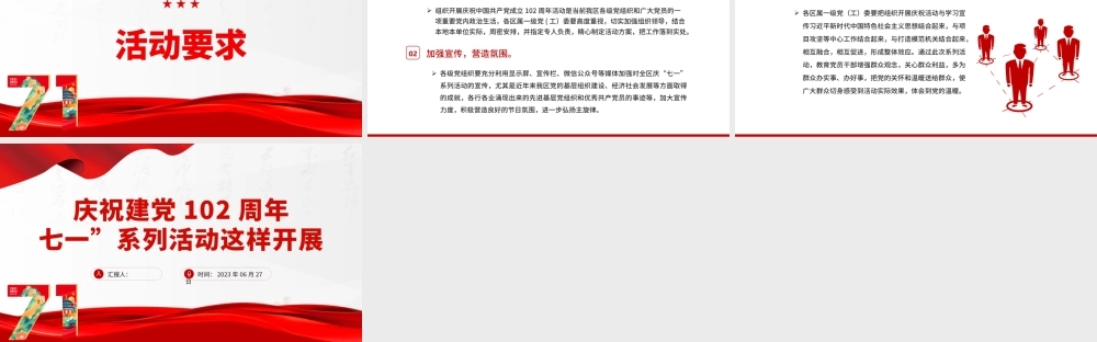2023七一系列活动这样开展PPT红色精美庆祝建党102周年基层庆祝活动安排模板.pptx
