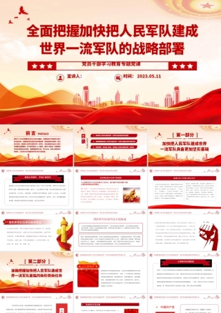2023全面把握加快把人民军队建成世界一流军队的战略部署PPT大气精美风党员干部学习教育专题党课课件.pptx