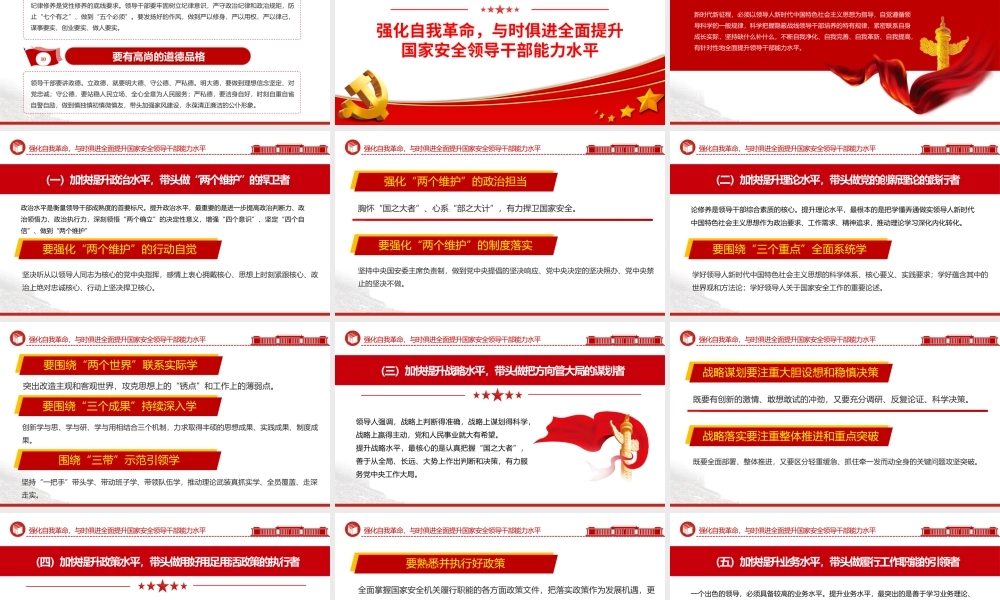 2023全面提升领导干部能力水平加快锻造新时代国安铁军PPT大气精美风党员干部学习教育专题党课课件模板.pptx