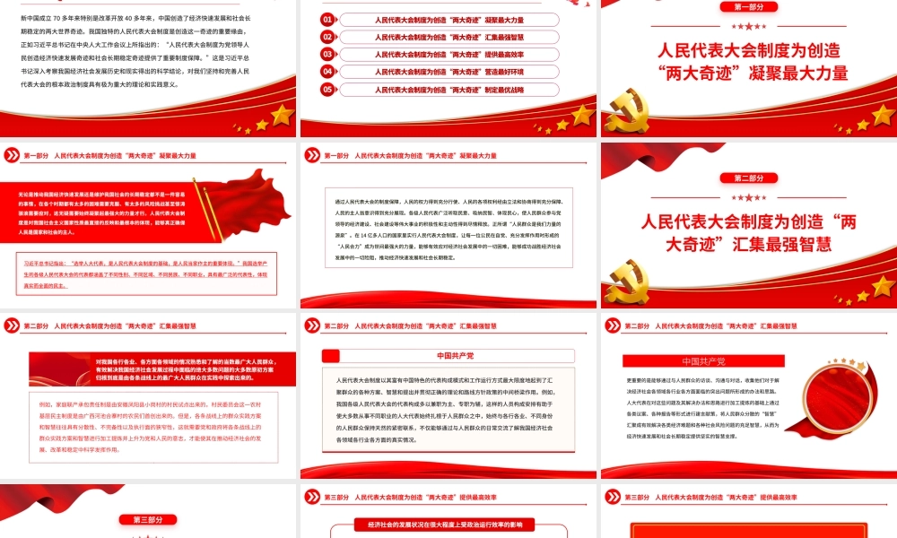 2023人民代表大会制度是中国创造“两大奇迹”的重要保障PPT大气精美风党员干部学习教育专题党课课件.pptx