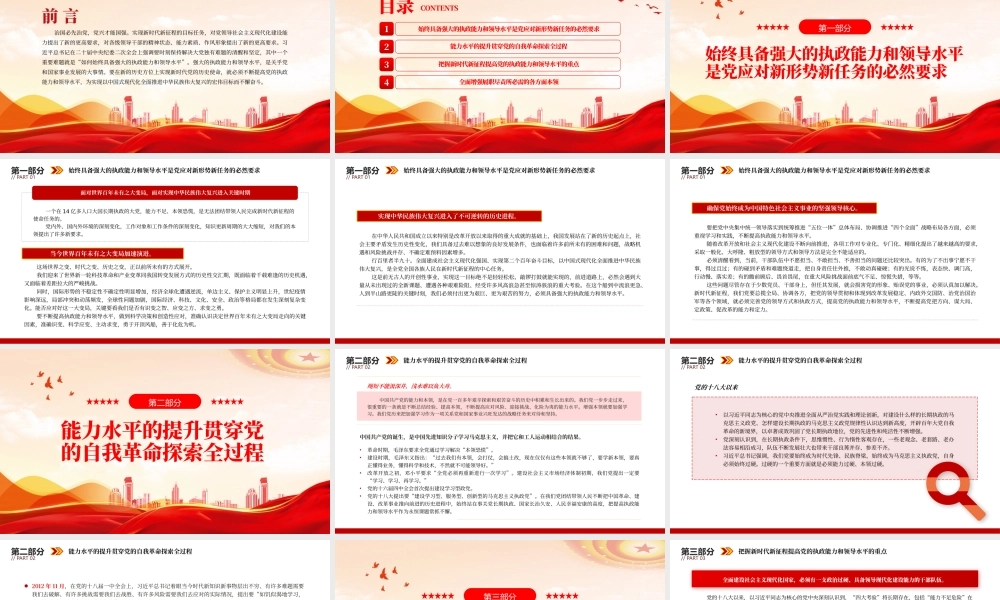 2023如何始终具备强大的执政能力和领导水平PPT大气精美风党员干部学习教育专题党课课件.pptx
