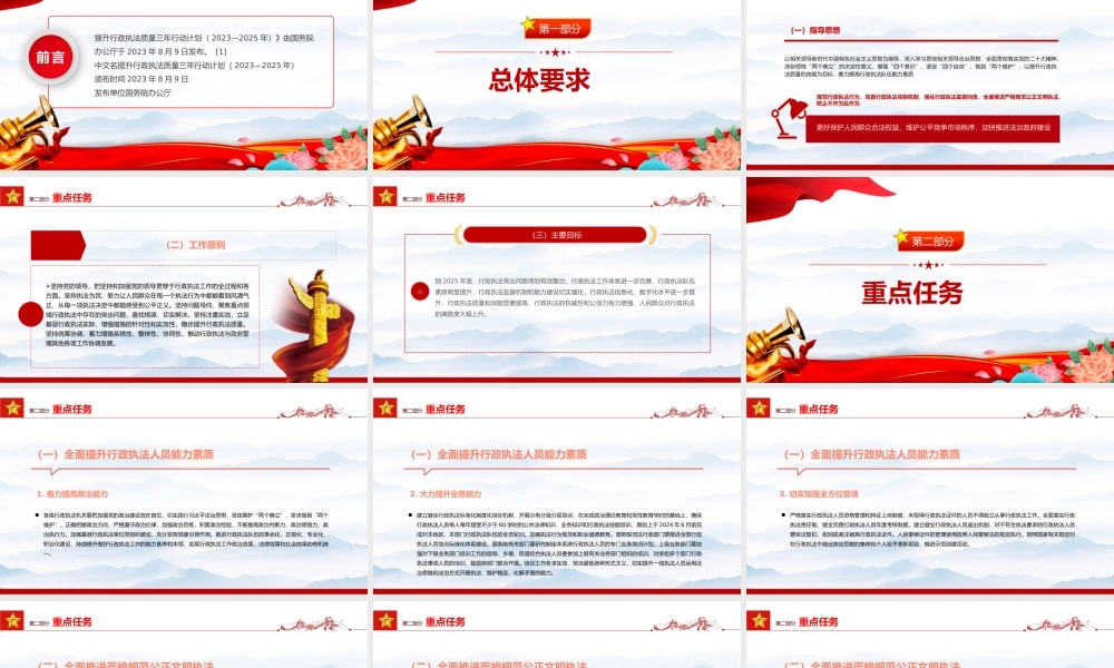 2023提升行政执法质量三年行动计划PPT大气精美风党员干部学习教育专题党课课件模板.pptx