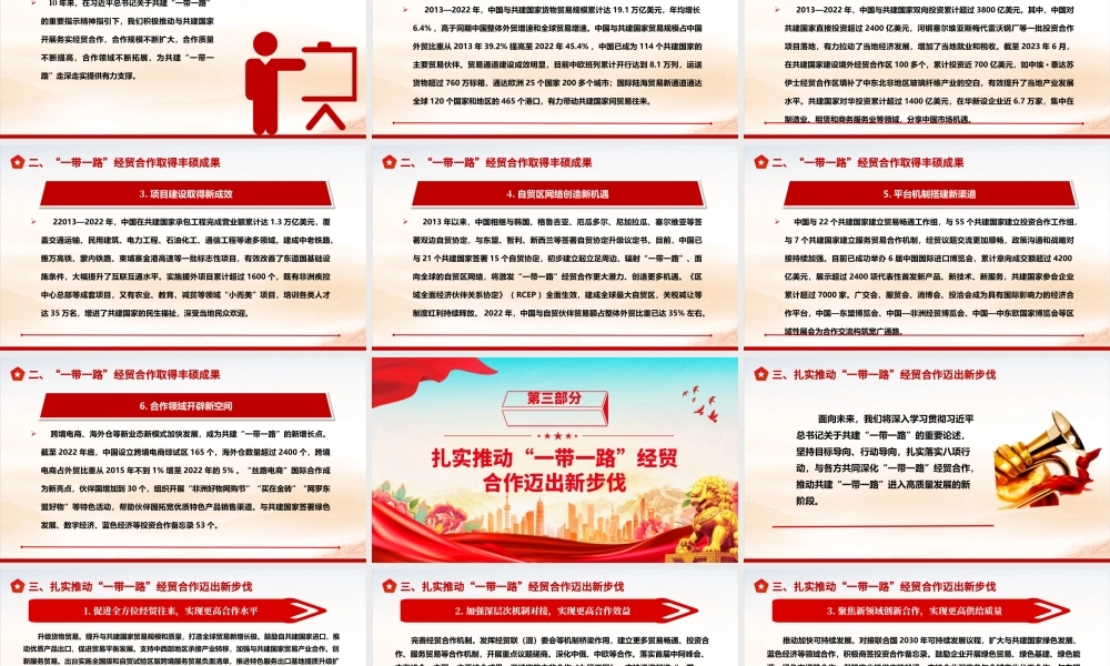 2023推动“一带一路”经贸合作迈出新步伐ppt大气简洁为加快构建新发展格局和人类命运共同体作出新贡献党支部党组织党员学习培训党课课件.pptx