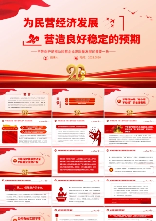2023为民营经济发展营造良好稳定的预期PPT党政风平等保护是推动民营企业高质量发展的重要一极专题党课课件.pptx
