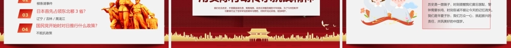 2023勿忘国耻振兴中华PPT红色党政风九一八事变主题班会课件模板.pptx