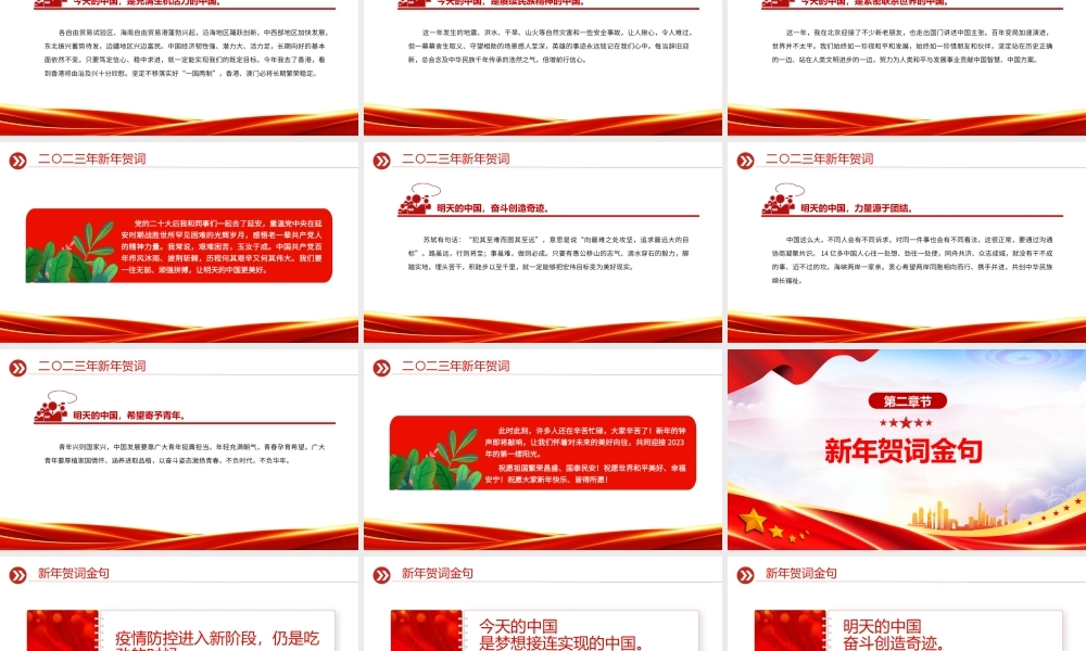 2023新年贺词PPT红色大气奋斗创造奇迹力量源于团结希望寄予青年党课学习课件.pptx