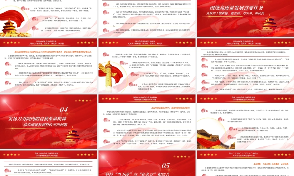 2023以更高标准更严要求更实举措带头扎实开展主题教育PPT党政风各省区市和副省级城市党委组织部开展主题教育综述专题党课课件.pptx