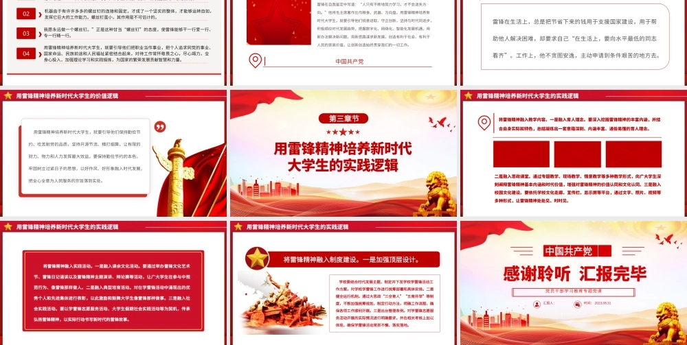 2023用雷锋精神培养新时代大学生的三重逻辑PPT大气精美风党员干部学习教育专题党课课件.pptx
