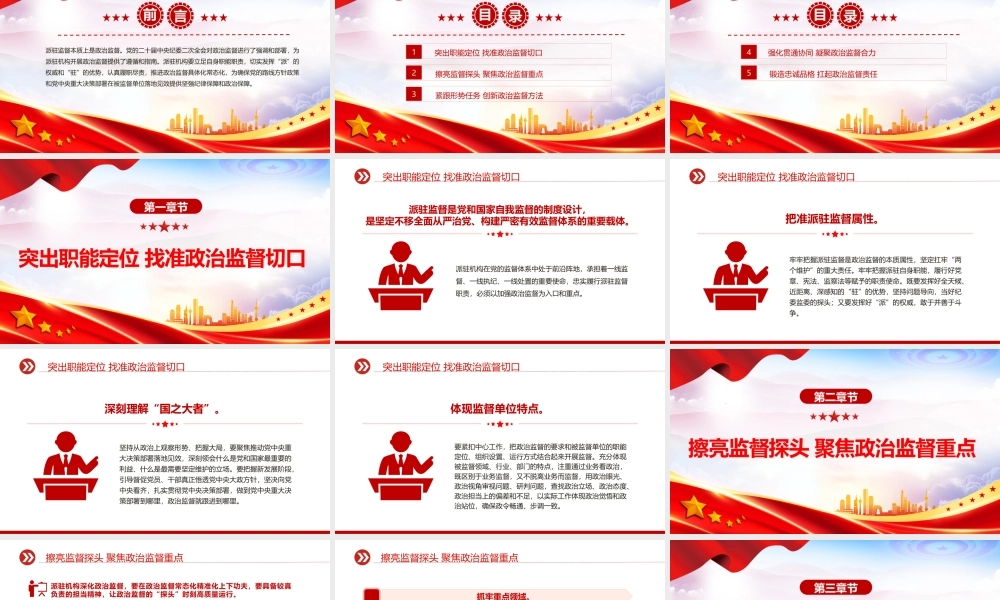 2023忠诚履行派驻职责做深做实政治监督PPT大气精美风党员干部学习教育专题党课课件模板.pptx