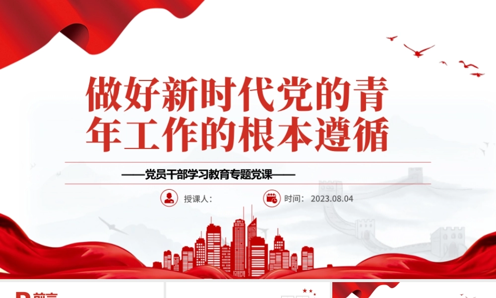 2023做好新时代党的青年工作的根本遵循PPT大气精美风党员干部学习教育专题党课课件.pptx