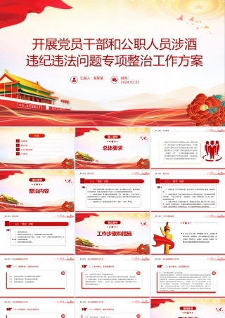 2024年开展党员干部和公职人员涉酒违纪违法问题专项整治工作方案主题PPT课件.pptx