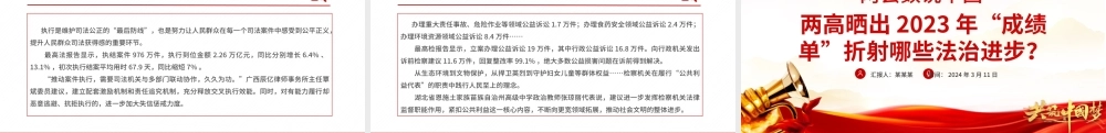 2024全国两会数说中国PPT精美党政风两高晒出2023年成绩单折射出的法治进步党课.pptx