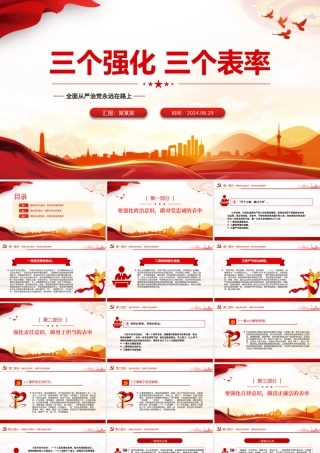 2024三个强化三个表率PPT党政风全面从严治党微党课.pptx