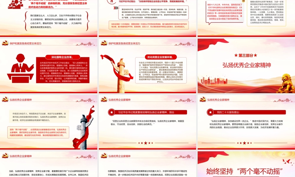 2024始终坚持两个毫不动摇PPT红色精美公有制经济和非公有制经济微党课.pptx