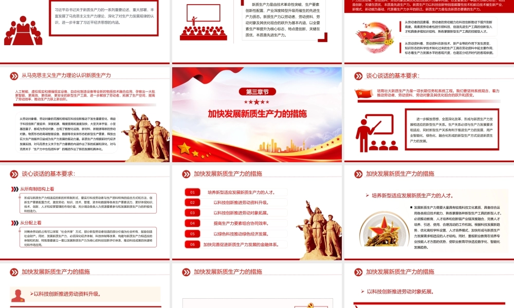 2024新质生产力PPT红色简洁马克思主义生产力理论的重大创新微党课.pptx