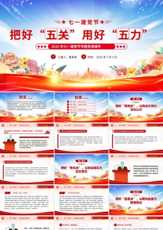2025年七一建党节党课PPT精美大气把好“五关”用好“五力课件.pptx
