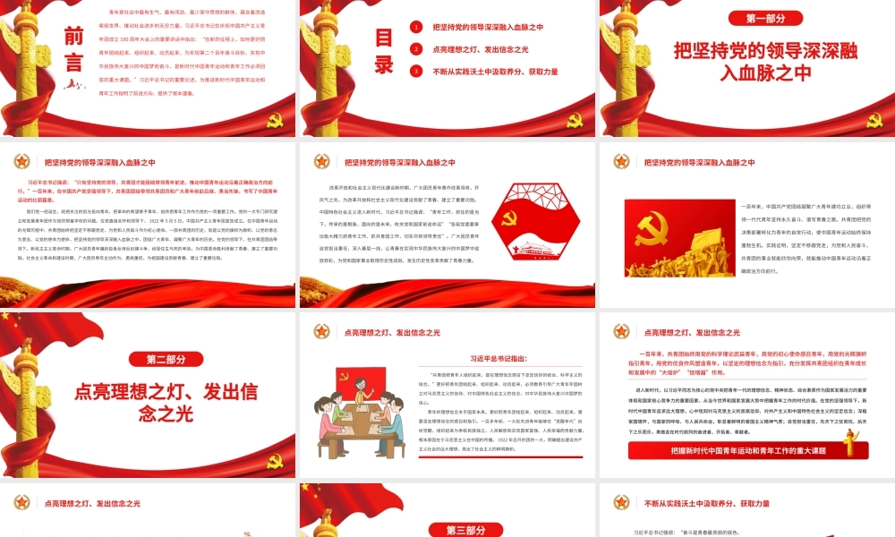 把握新时代中国青年运动和青年工作的重大课题PPT学习在庆祝中国共产主义青年团成立100周年大会上的重要讲话专题党课.pptx