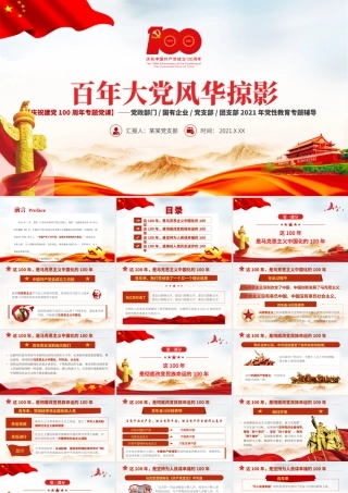 百年大党风华掠影PPT中国共产党的百年奋斗是马克思主义中国化彻底改变民族命运为人民谋幸福推动人类历史进步的100年党课课件.pptx