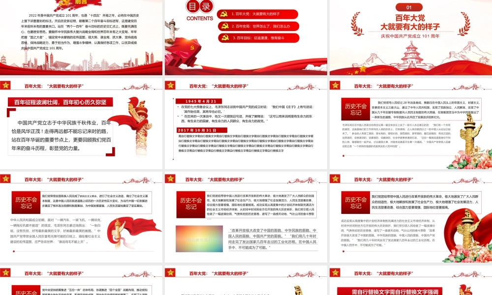 百年恰是风华正茂PPT红色党政风热烈庆祝中国共产党成立101周年专题党课课件模板.pptx