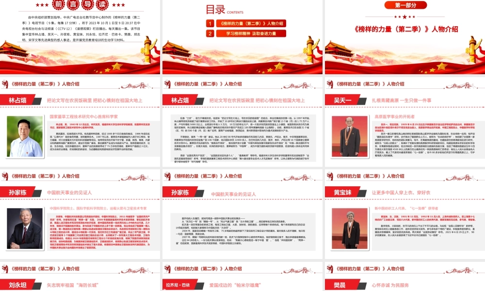 榜样的力量第二季PPT红色大气学习榜样精神汲取奋进力量党员学习教育党课课件.pptx