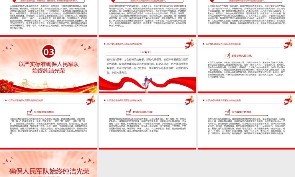 必须确保人民军队始终纯洁光荣PPT党建风全面从严治党全面从严治军课件.pptx
