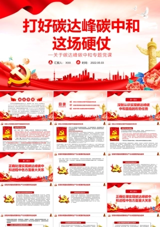 打好碳达峰碳中和这场硬仗PPT精品关于碳达峰碳中和专题党课课件模板.pptx