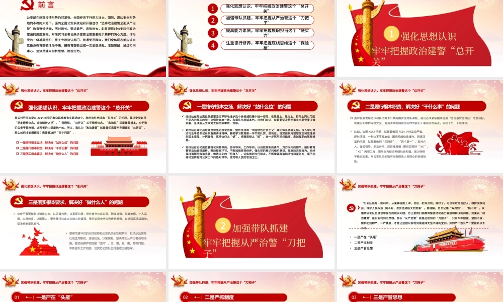 大气简约党政风不忘初心牢记使命坚持政治治警全面从严治警.pptx