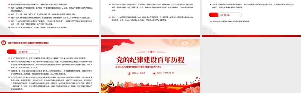 党的纪律建设百年历程PPT红色简洁党纪学习教育党课课件.pptx