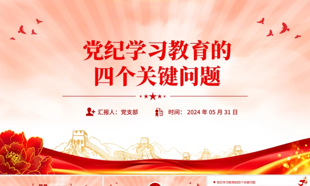 党纪学习教育的四个关键问题PPT党建风党的纪律建设专题党课.pptx