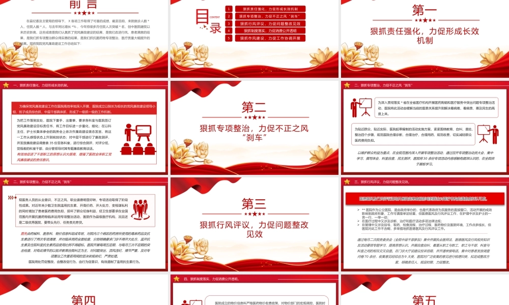 党建风2024年医院党风廉政建设工作总结PPT模板下载.pptx